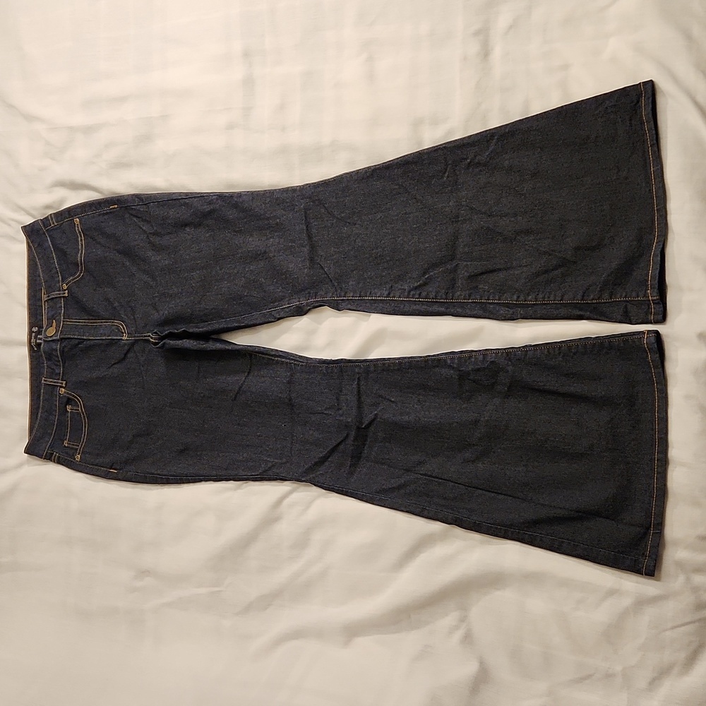 Susan Graver jeans flare women's 10 indigo blue denim‎